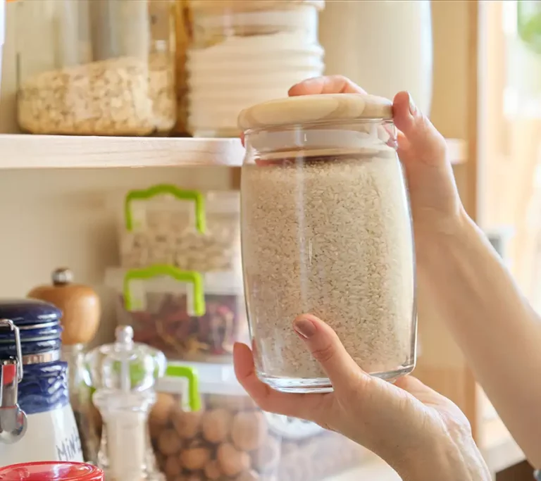 rice in a glass jar